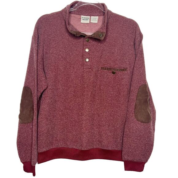 Scandia Woods Sweaters - SCANDIA WOODS Elbow Patch Pullover Polo Sweater Relaxed Fit Burgundy Size Medium